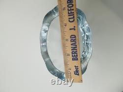 Rare Strombergshyttan Swedish Blue Ice Crystal Glass Bowl Vase Signed #T181