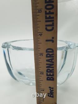 Rare Strombergshyttan Swedish Blue Ice Crystal Glass Bowl Vase Signed #T181