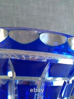 Rare Stunning Thomas Webb Cut to Clear Blue Crystal Glass Vase c. (1936-1949)