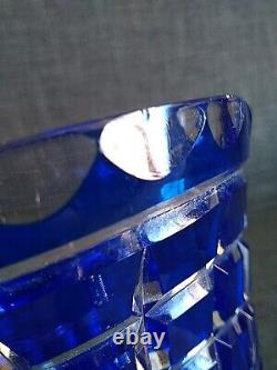 Rare Stunning Thomas Webb Cut to Clear Blue Crystal Glass Vase c. (1936-1949)