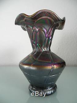Rare Vase Joska Bavaria Loetz iridescent blue rare art glass bohemian