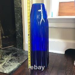 Rare Vintage BLENKO Large Vase with Original Foil Sticker Cobalt Blue