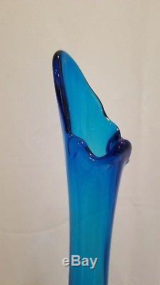 Rare Vintage Blenko 25 Blue Vase #7223
