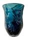 Rare Vintage Threaded Wrapped Teal Art Glass Vase 9 Heavy Excellent Condition