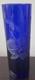 Rare Vntg Cobalt Blue Glass Etched Orchids Vase Hawaiian Artist Jennifer Pontz