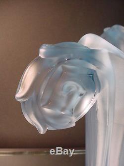 Rare Walther & Sohne Art Glass Harald Art Deco Vase withFrog Blue Satin Glass