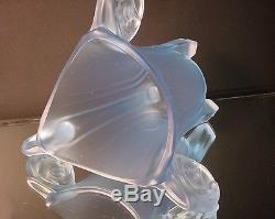 Rare Walther & Sohne Art Glass Harald Art Deco Vase withFrog Blue Satin Glass