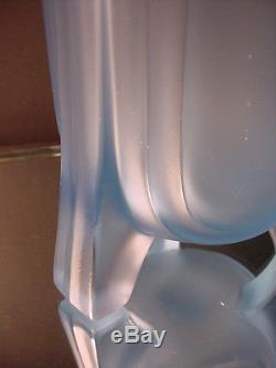 Rare Walther & Sohne Art Glass Harald Art Deco Vase withFrog Blue Satin Glass