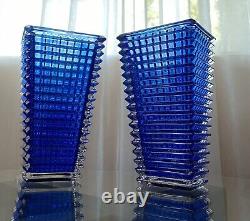 Rectangular Glass Vase 11 Tall Light Blue Color