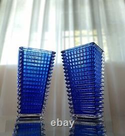 Rectangular Glass Vase 11 Tall Light Blue Color