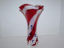 Red White & Blue America Art Glass Vase 1088