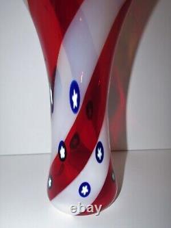 Red White & Blue America Art Glass Vase 1088