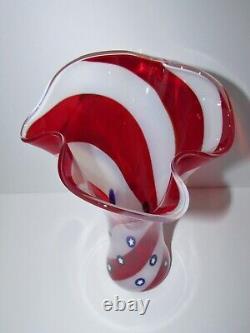 Red White & Blue America Art Glass Vase 1088