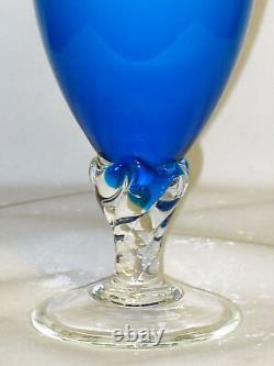 Retro Empoli Blue Cased Glass Jug Ewer, Italy