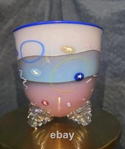 Richard Marquis Ro Purser Noble Effort 1985 Murrine Footed Art Glass Bowl Vase