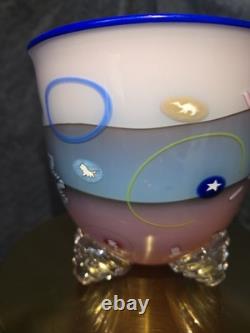 Richard Marquis Ro Purser Noble Effort 1985 Murrine Footed Art Glass Bowl Vase