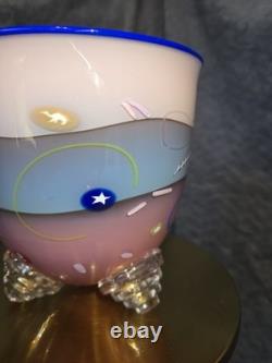 Richard Marquis Ro Purser Noble Effort 1985 Murrine Footed Art Glass Bowl Vase