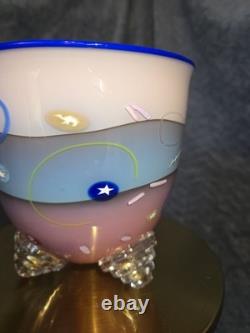 Richard Marquis Ro Purser Noble Effort 1985 Murrine Footed Art Glass Bowl Vase