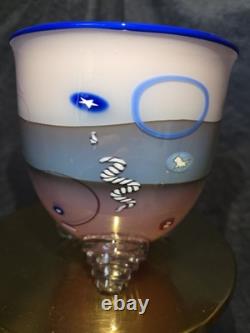 Richard Marquis Ro Purser Noble Effort 1985 Murrine Footed Art Glass Bowl Vase