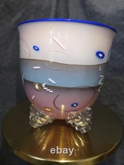 Richard Marquis Ro Purser Noble Effort 1985 Murrine Footed Art Glass Bowl Vase