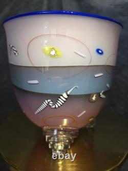 Richard Marquis Ro Purser Noble Effort 1985 Murrine Footed Art Glass Bowl Vase