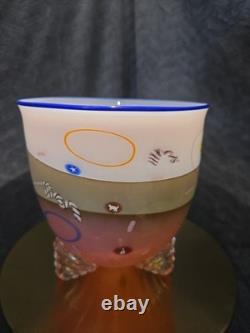 Richard Marquis Ro Purser Noble Effort 1985 Murrine Footed Art Glass Bowl Vase