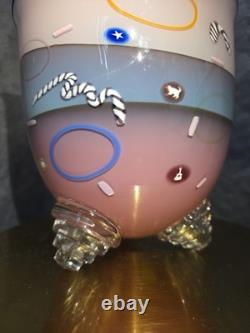 Richard Marquis Ro Purser Noble Effort 1985 Murrine Footed Art Glass Bowl Vase