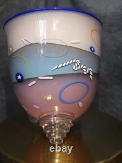 Richard Marquis Ro Purser Noble Effort 1985 Murrine Footed Art Glass Bowl Vase