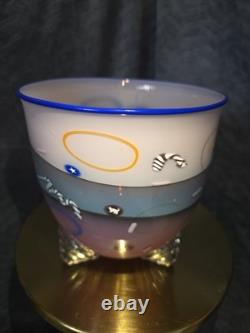 Richard Marquis Ro Purser Noble Effort 1985 Murrine Footed Art Glass Bowl Vase