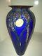 Richard Satava Art Glass Studio RARE Large Blue Harvest Moon Wisteria Vase 13in