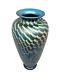 Rick Satava Spectacular Hand Blown Art Glass Vase Signed 9 Tall, Iridescent