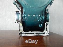 Riihimaki/Riihimaen Lasi Oy Glass Ahkeraliisa Vase in Blue Grey Helena Tynell