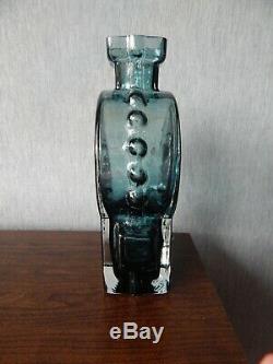 Riihimaki/Riihimaen Lasi Oy Glass Ahkeraliisa Vase in Blue Grey Helena Tynell