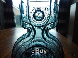 Riihimaki/Riihimaen Lasi Oy Glass Aitanlukko Vase in Blue Grey Helena Tynell