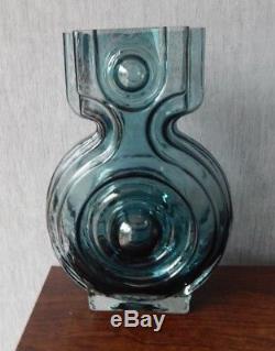 Riihimaki/Riihimaen Lasi Oy Glass Aitanlukko Vase in Blue Grey Helena Tynell 2