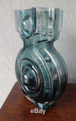 Riihimaki/Riihimaen Lasi Oy Glass Aitanlukko Vase in Blue Grey Helena Tynell 2