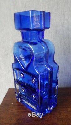 Riihimaki/Riihimaen Lasi Oy Glass Piironki Vase in Blue Helena Tynell