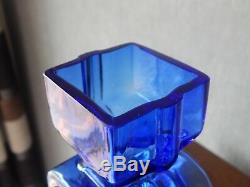 Riihimaki/Riihimaen Lasi Oy Glass Piironki Vase in Blue Helena Tynell