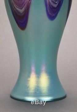 Rindskopf Blue Pulled Feather Art Glass Vase Ca. 1900 Loetz/kralik Era