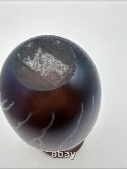 Robert Coleman Iridescent Purple Gold Blue Art Glass Vase Marked Vtg Abstract 5
