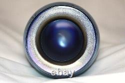 Robert Eickholt 1988 Cobalt Blue 5 3/4 Pulled Feather Hand Blow Art Glass Vase