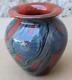 Robert Eickholt Art Glass Studio Flower Vase 6 Hand Blown Red & Blue Signed