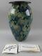 Robert Eickholt Blue Cased Crystal Art Glass Vase Signed 1998 with Paperwork