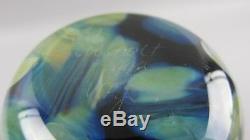Robert Eickholt Blue Cased Crystal Art Glass Vase Signed 1998 with Paperwork