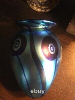 Robert Eickholt Glass Iridescent Blue Signed and Dated 2003