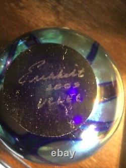 Robert Eickholt Glass Iridescent Blue Signed and Dated 2003