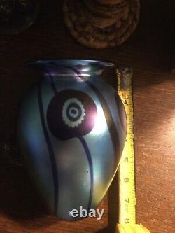 Robert Eickholt Glass Iridescent Blue Signed and Dated 2003