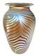 Robert Eickholt Gold Aurene Blue Luster King Tut Art Glass Vase 1988