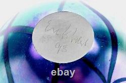 Robert Eickholt Iridescent Blue-green / Violet Art Glass Vase-signed- Dated'98