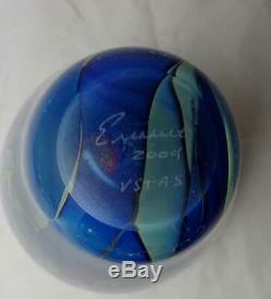 Robert Eickholt Studio Glass Blue & Green Asteroid Vase 2004 VSTAS 8¼